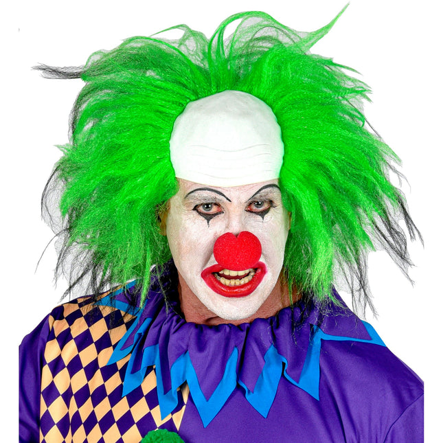 Perruque d'Halloween Clown vert pour homme