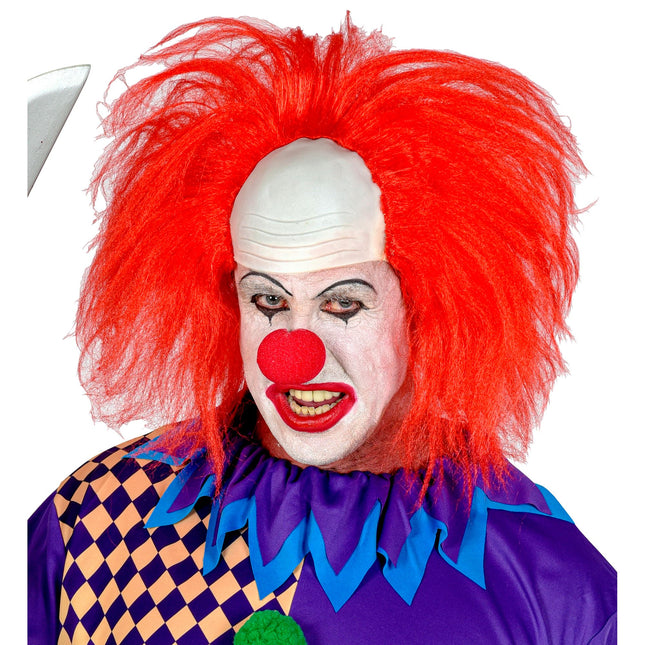 Perruque d'Halloween Clown rouge pour homme