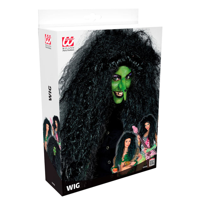 Perruque d'Halloween Femme sorcière noire