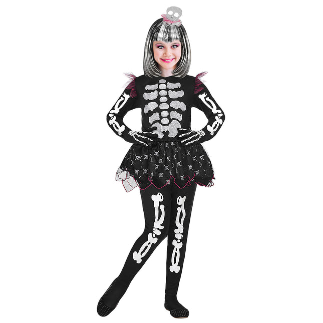 Costume d'Halloween Fille Squelette 4 pièces