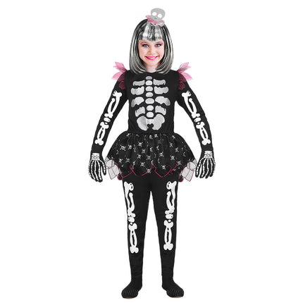 Costume d'Halloween Fille Squelette 4 pièces