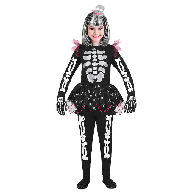 Costume d'Halloween Fille Squelette 4 pièces