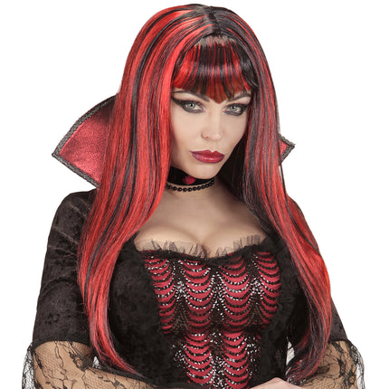 Perruque d'Halloween Rouge Noir Dames Vampire