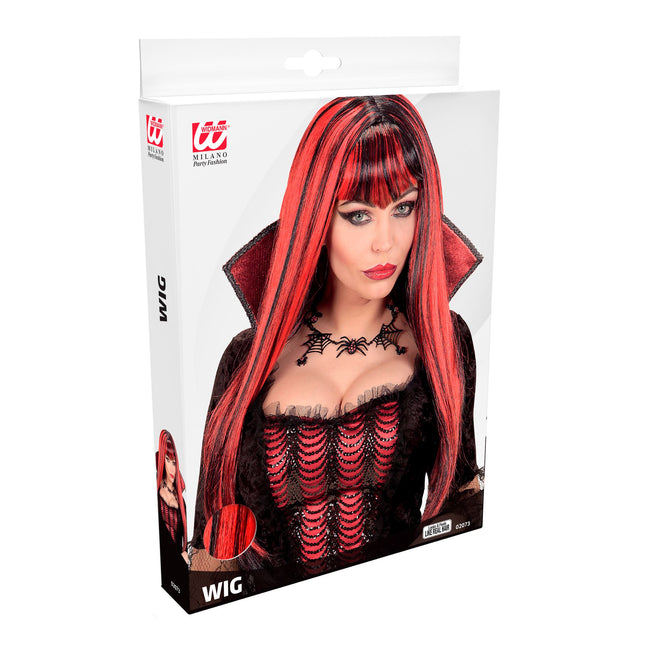 Perruque d'Halloween Rouge Noir Dames Vampire