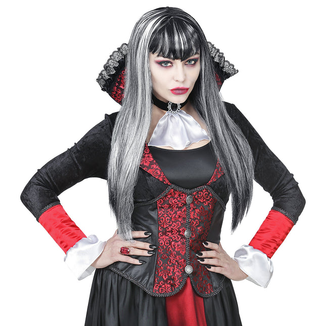 Perruque d'Halloween Noir Blanc Dames Vampire