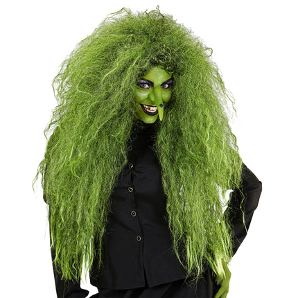 Perruque d'Halloween Sorcière verte pour dames