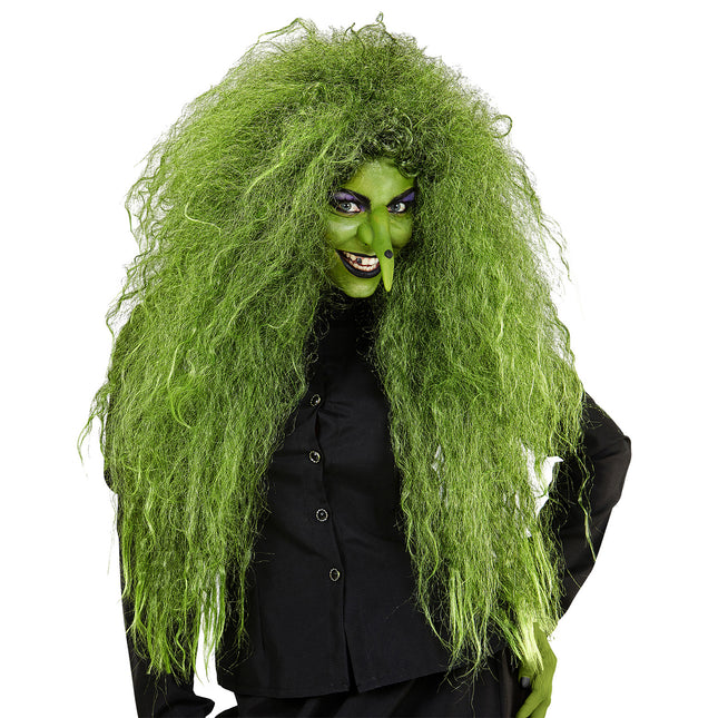 Perruque d'Halloween Sorcière verte pour dames