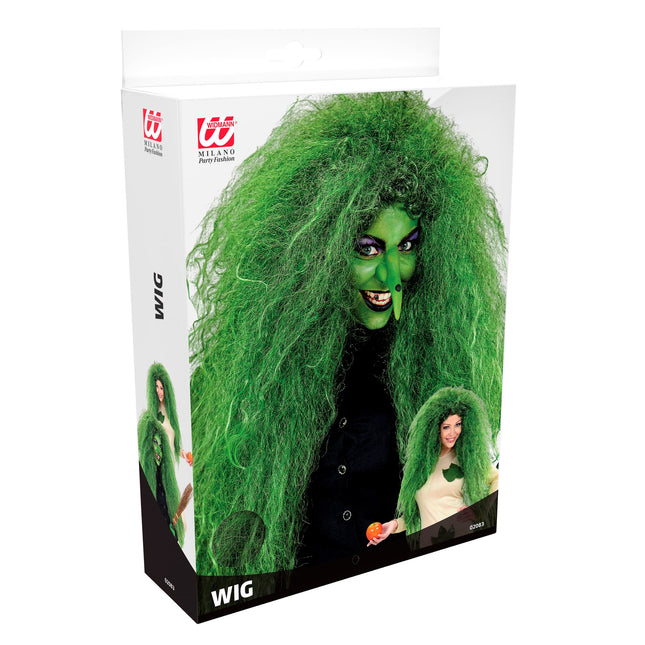 Perruque d'Halloween Sorcière verte pour dames