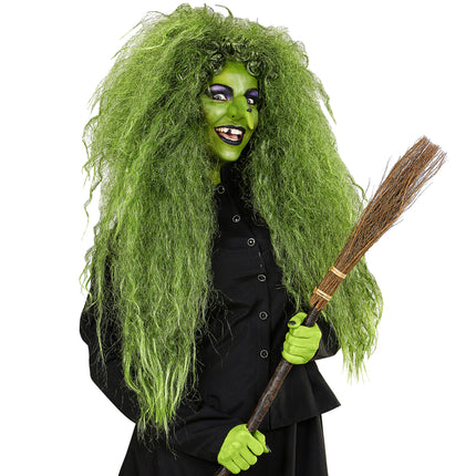 Perruque d'Halloween Sorcière verte pour dames