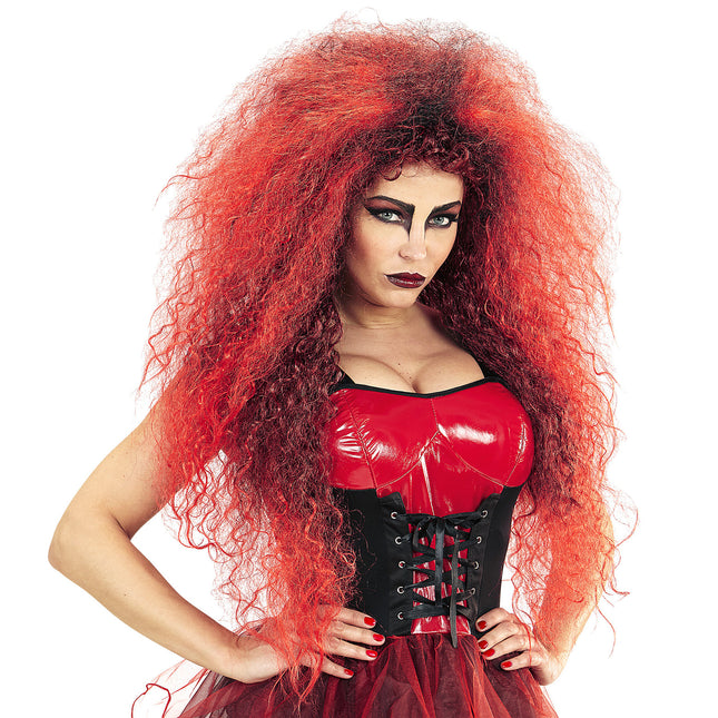 Perruque d'Halloween Diable sauvage rouge
