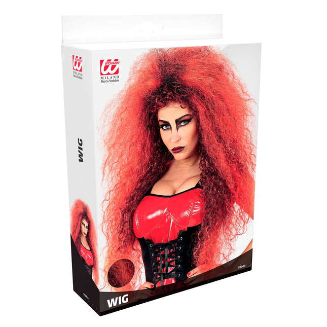 Perruque d'Halloween Diable sauvage rouge