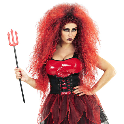 Perruque d'Halloween Diable sauvage rouge