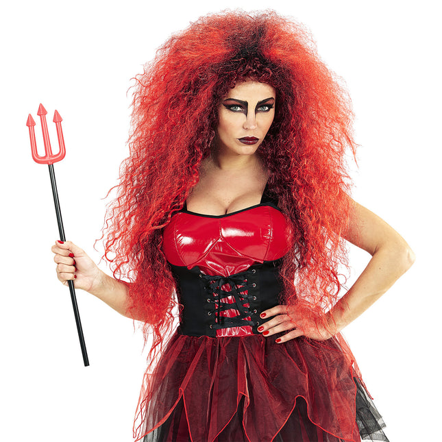 Perruque d'Halloween Diable sauvage rouge