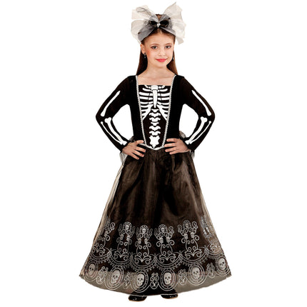 Robe d'Halloween Noir Enfant Squelette