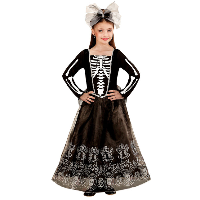 Robe d'Halloween Noir Enfant Squelette