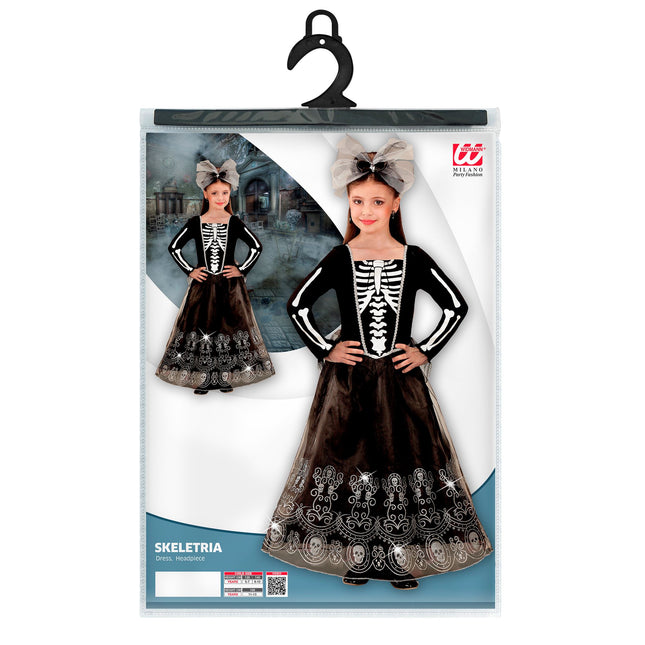 Robe d'Halloween Noir Enfant Squelette