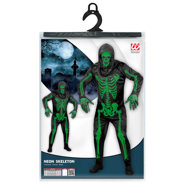 Costume de squelette Hommes Néon 3 pièces