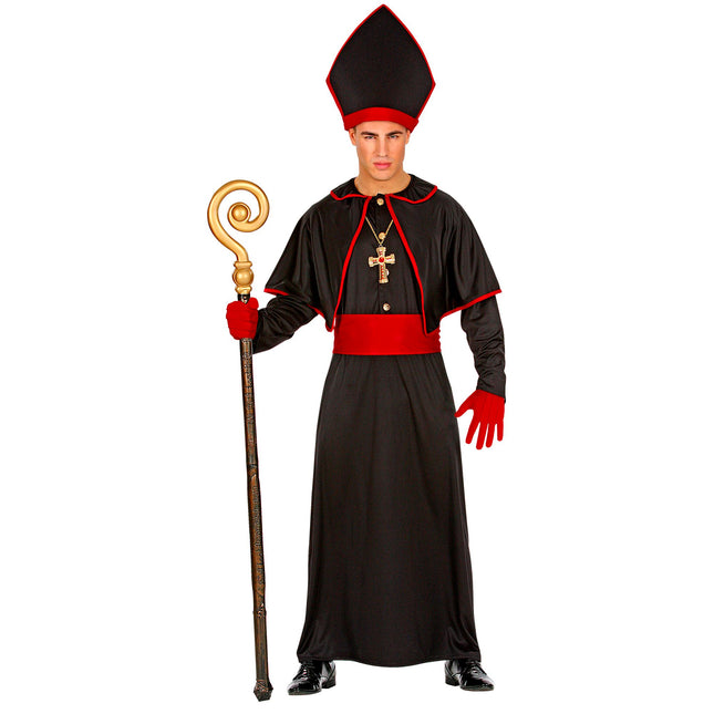 Costume d'évêque noir rouge 4 pièces