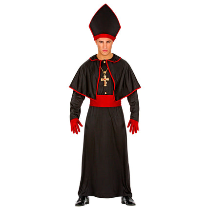 Costume d'évêque noir rouge 4 pièces