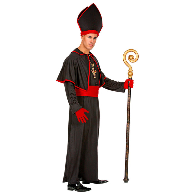 Costume d'évêque noir rouge 4 pièces
