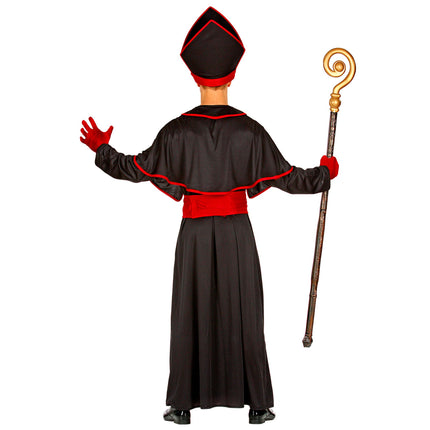 Costume d'évêque noir rouge 4 pièces