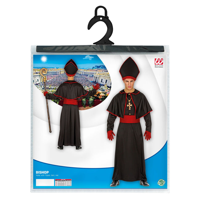 Costume d'évêque noir rouge 4 pièces