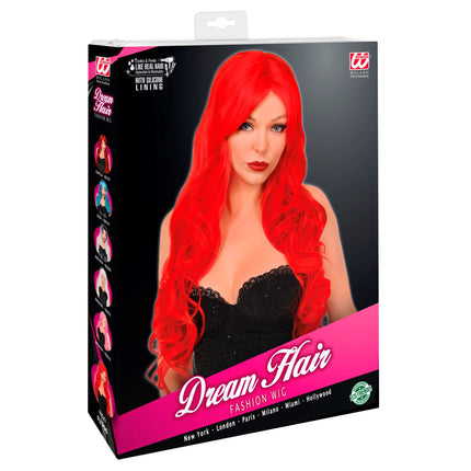Perruque rouge Trait des cheveux longs