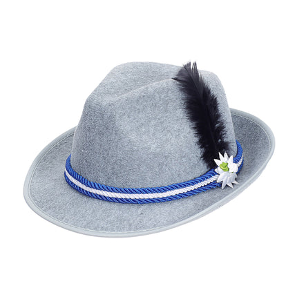 Chapeau Oktoberfest Tiroler Grey avec Edelweiss