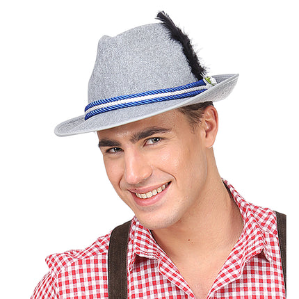 Chapeau Oktoberfest Tiroler Grey avec Edelweiss