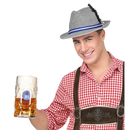 Chapeau Oktoberfest Tiroler Grey avec Edelweiss
