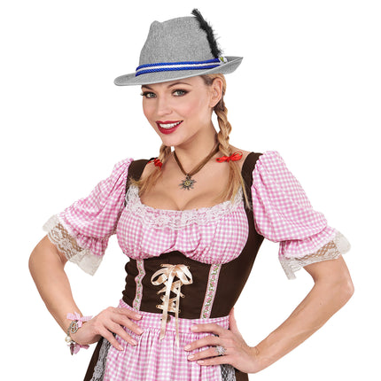 Chapeau Oktoberfest Tiroler Grey avec Edelweiss