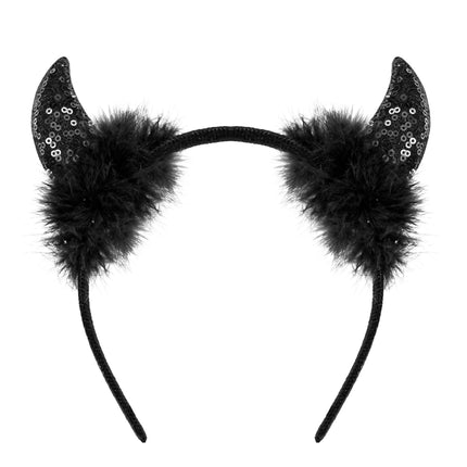 Bandeau d'Halloween Diable noir pailleté
