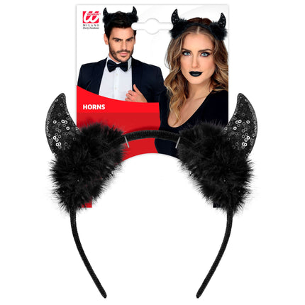 Bandeau d'Halloween Diable noir pailleté