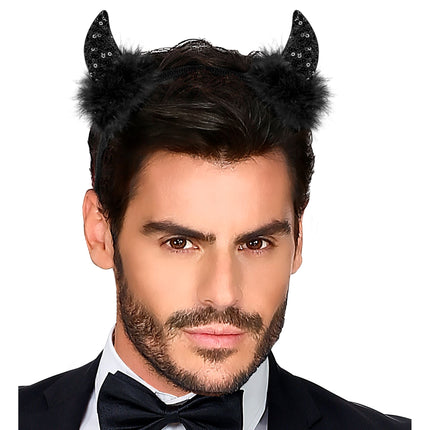 Bandeau d'Halloween Diable noir pailleté