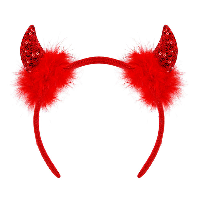 Bandeau d'Halloween Diable Rouge Pailleté