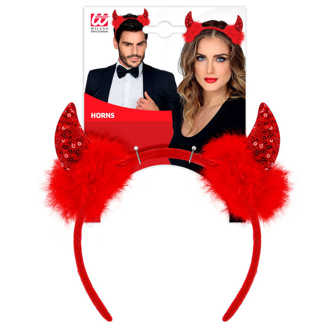 Bandeau d'Halloween Diable Rouge Pailleté