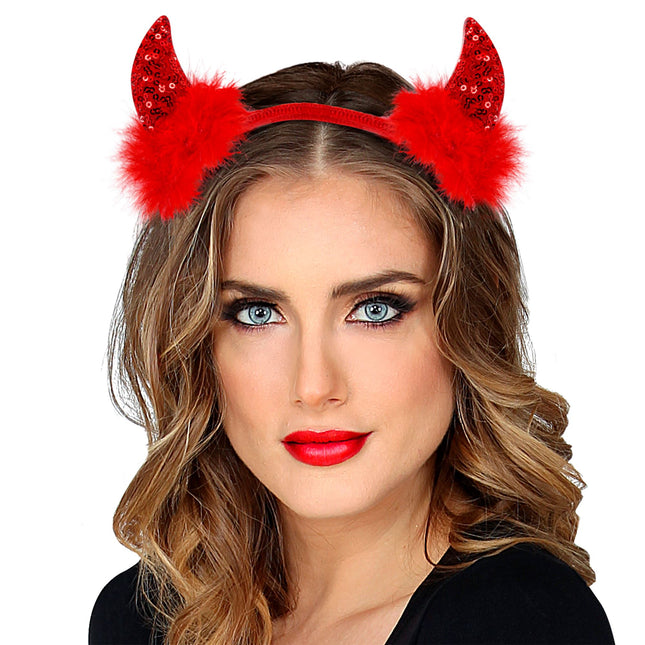 Bandeau d'Halloween Diable Rouge Pailleté