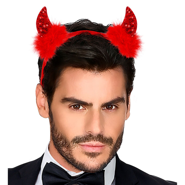Bandeau d'Halloween Diable Rouge Pailleté