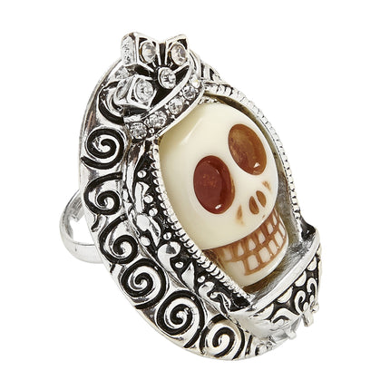 Bague d'Halloween Tête de mort en argent