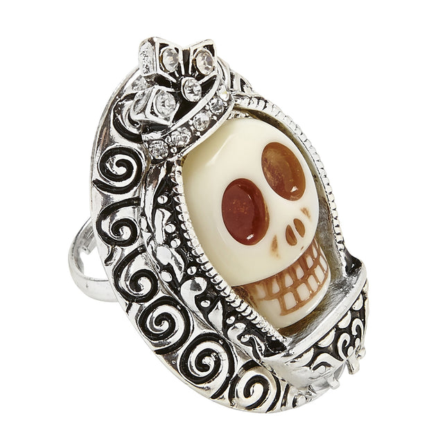 Bague d'Halloween Tête de mort en argent