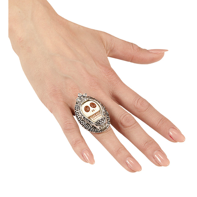 Bague d'Halloween Tête de mort en argent