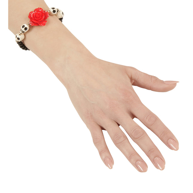 Bracelet Halloween Crânes avec Rose