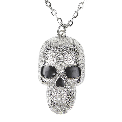 Collier d'Halloween crâne argenté