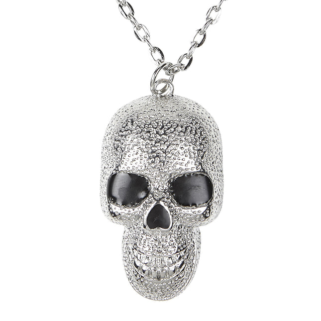 Collier d'Halloween crâne argenté