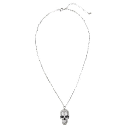 Collier d'Halloween crâne argenté
