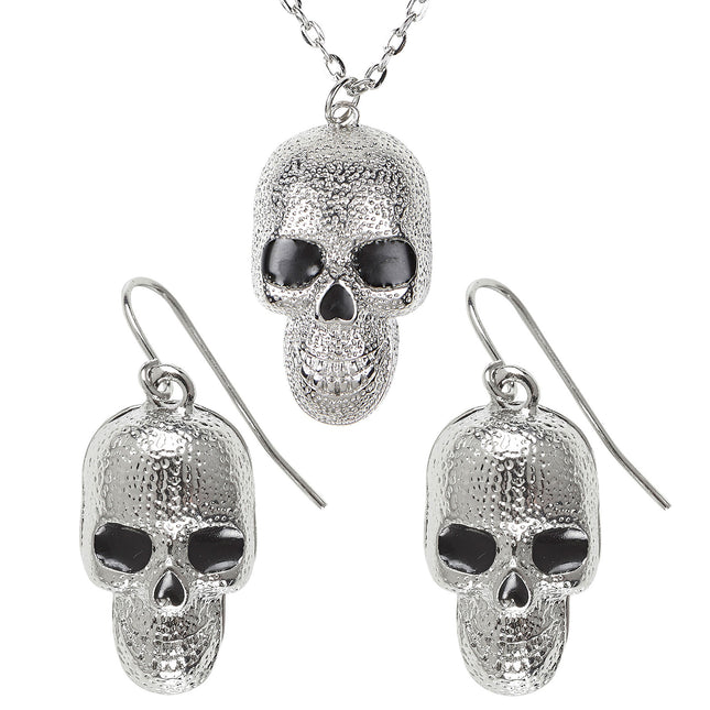 Ensemble d'accessoires d'Halloween crâne argenté 3 pièces