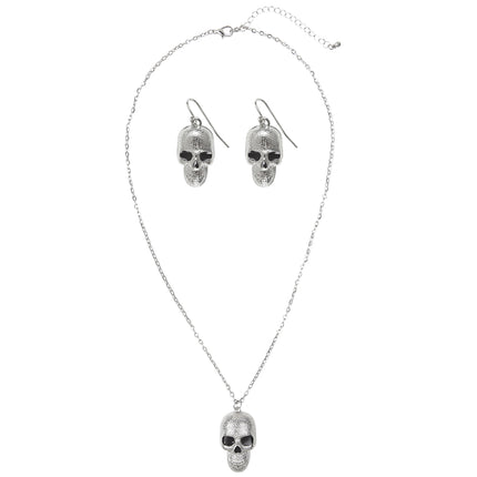 Ensemble d'accessoires d'Halloween crâne argenté 3 pièces