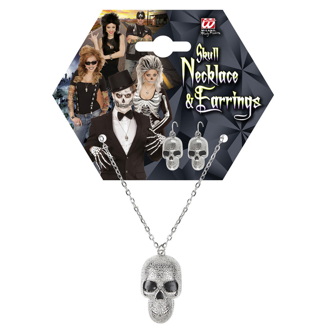 Ensemble d'accessoires d'Halloween crâne argenté 3 pièces