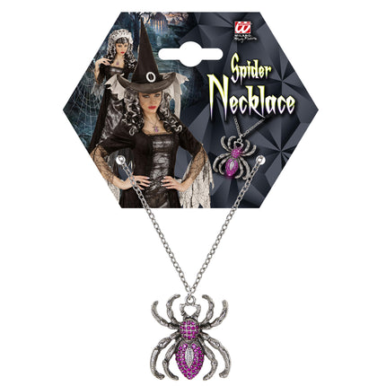 Collier d'Halloween Araignée mauve