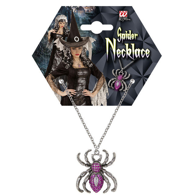 Collier d'Halloween Araignée mauve